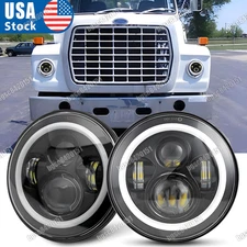 Pair For Ford LN7000 LN8000 LN9000 Trucks Round 7" LED Headlight Hi/Lo Projector