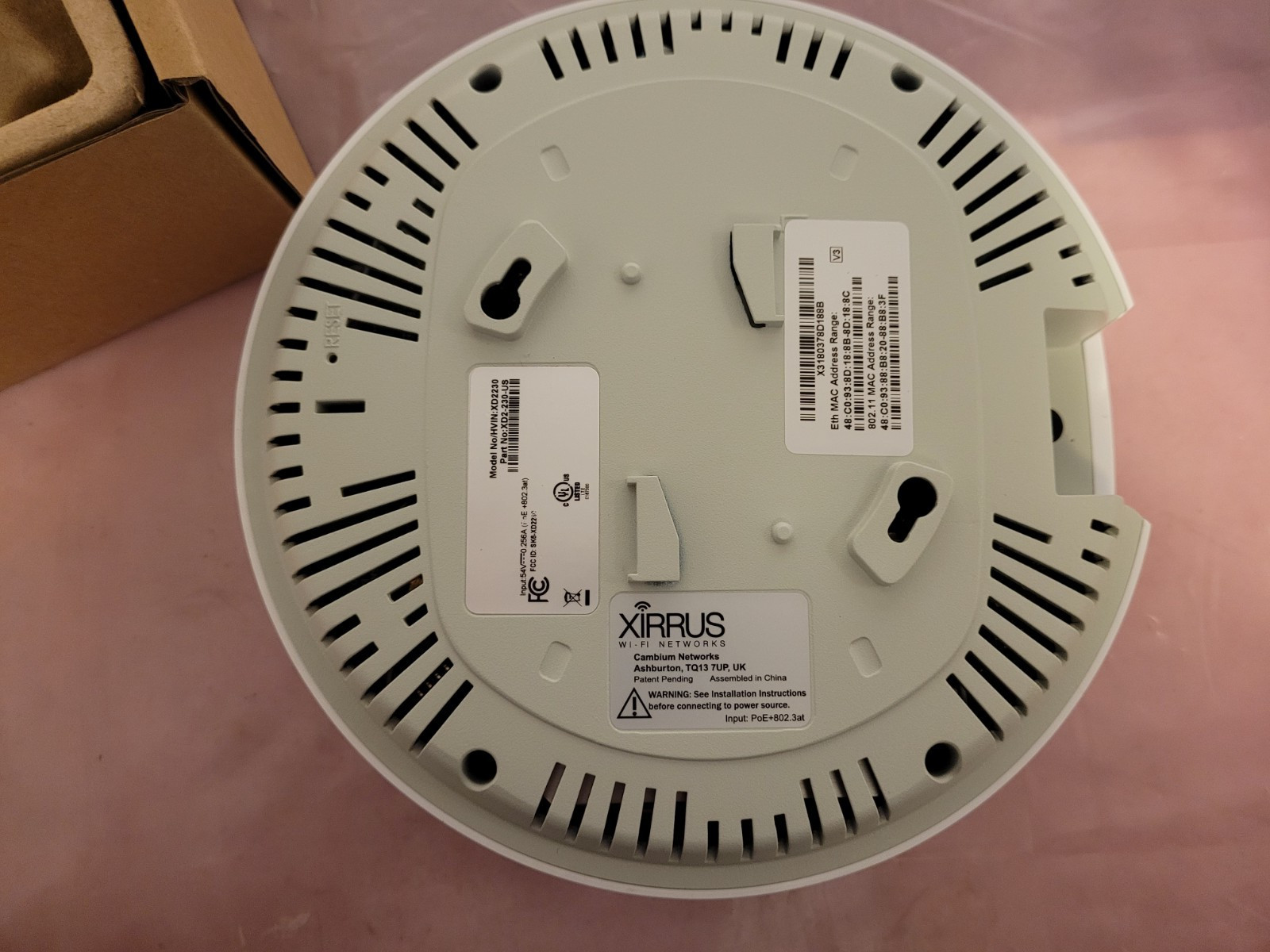 Cambium Networks Xirrus XD2-230 2.4/5GHZ  Indoor 3X3 802.11ac WiFi Access Point