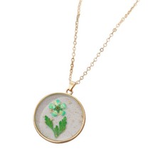 Dried Flower Necklace Pressed Natural Flower Sunflower Daisy with Thick Glass Pe