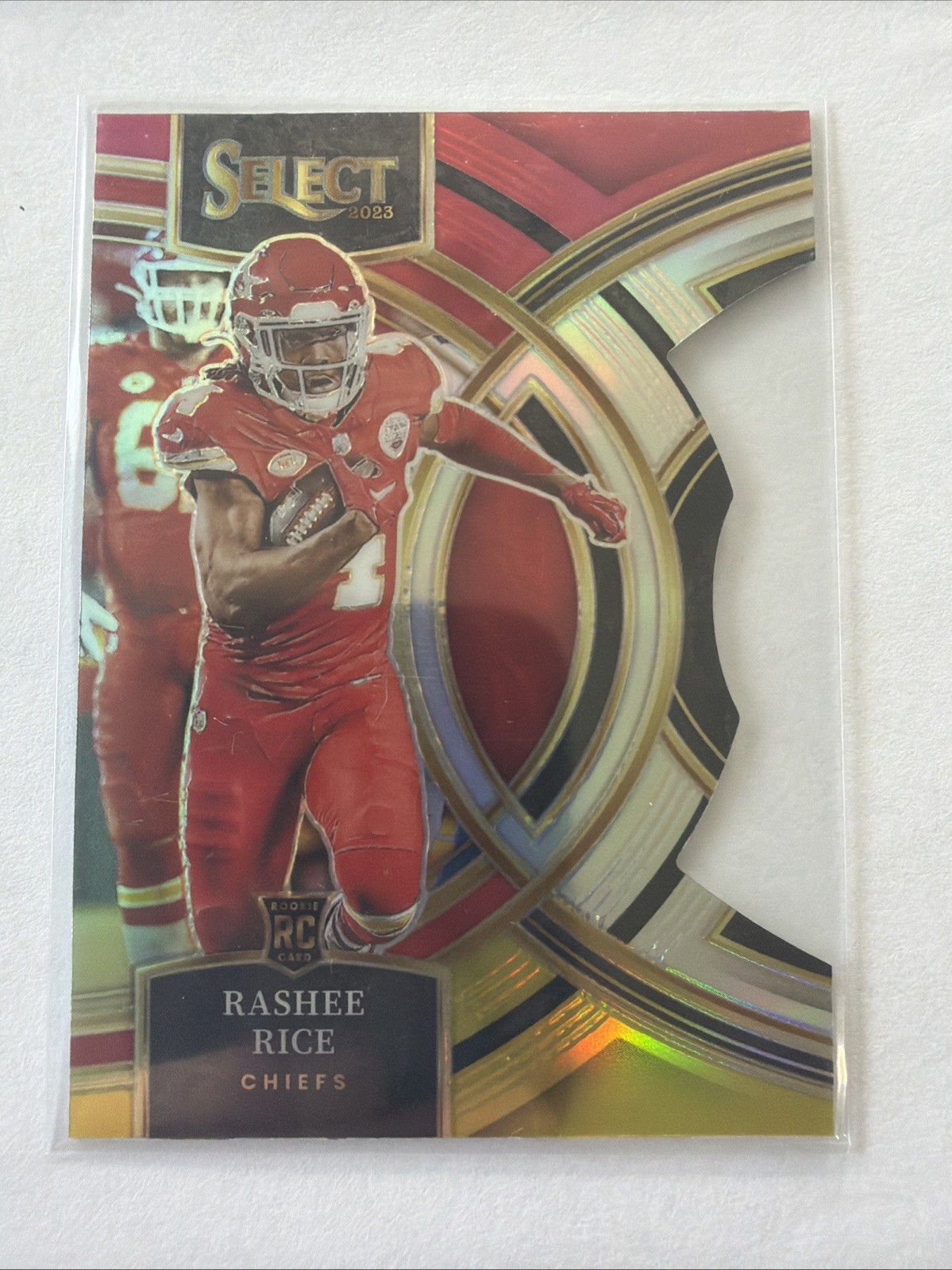 2023 Panini Select - Premier Level Rashee Rice #132 Red & Yellow Prizm Die-Cut