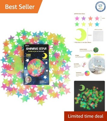 Realistic 3D Glow Stars Stickers Set - Perfect Night Light for Kids' Bedrooms