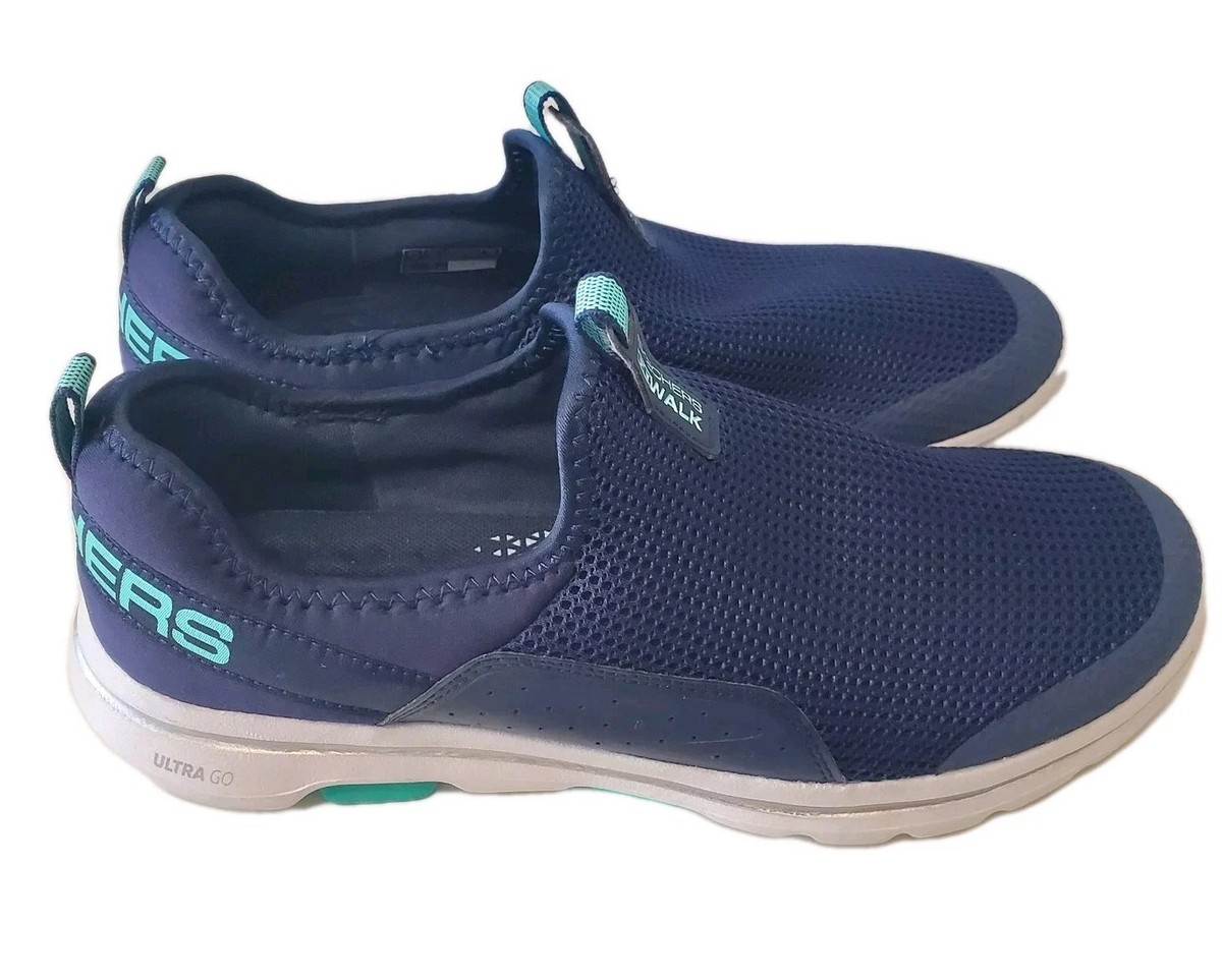Skechers Shoes Womens Go Walk Sovereign Size Navy/Aqua Goga Mat  Sneakers