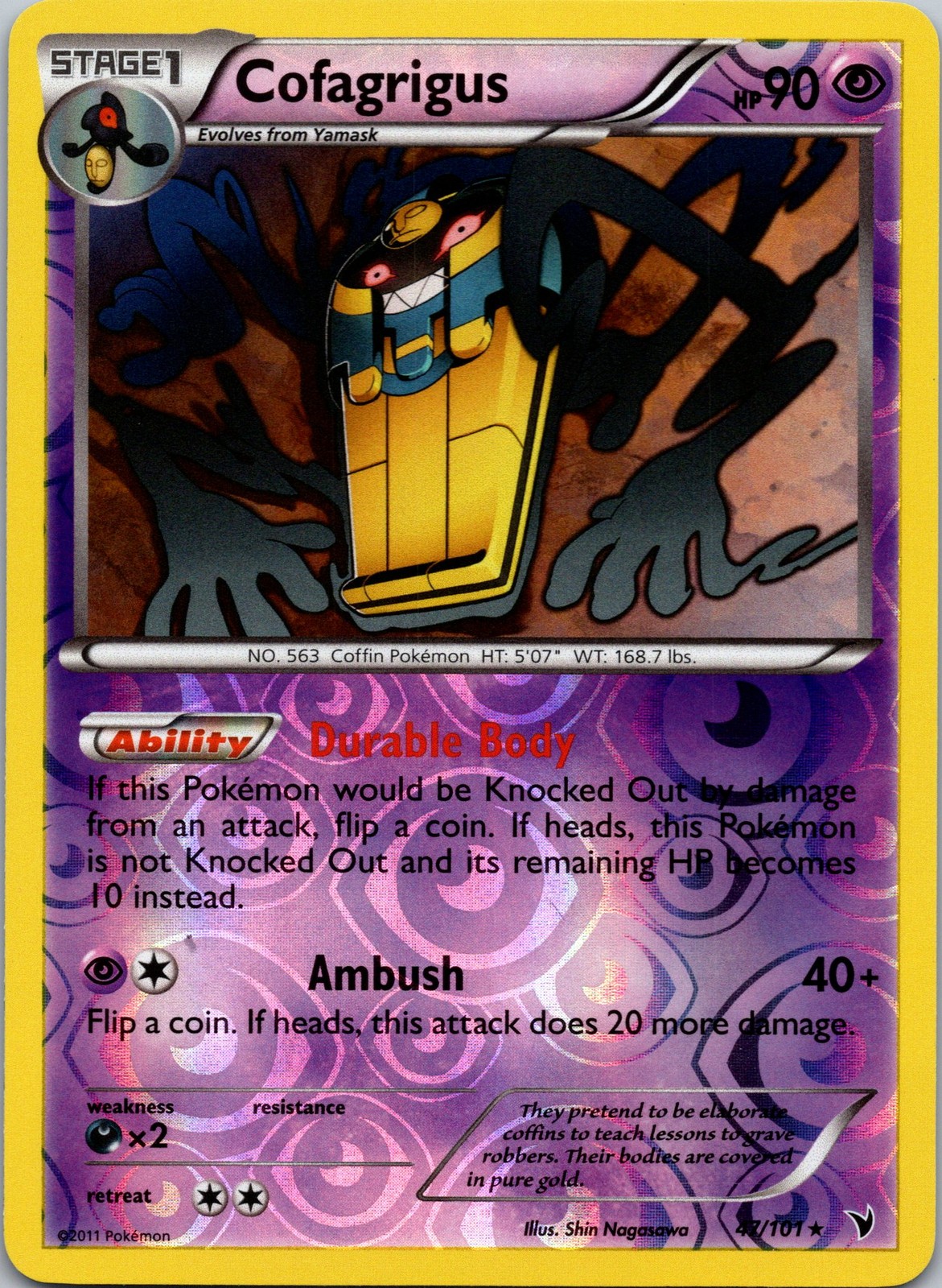 Cofagrigus (47) 47/101 Noble Victories Reverse Holo LP / NM Pokemon TCG