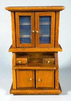 Vitrine miniature bois vintage maison de poupée meuble ancien déco collection - Photo 1/4