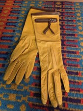 NWT Coach Leather Pocket Gloves 80220 Mustard Brown Zip Long Gloves Size 7 Italy