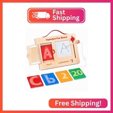 JoyCat Wooden Letter Tracing Board, Magnetic ABC Numbers, 36 Cards