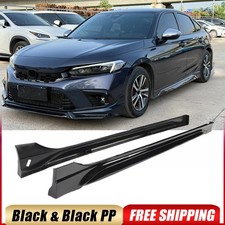 For 2022-2025 Honda Civic 11th Gloss Black Side Skirt Extension Lip Spoiler Kit
