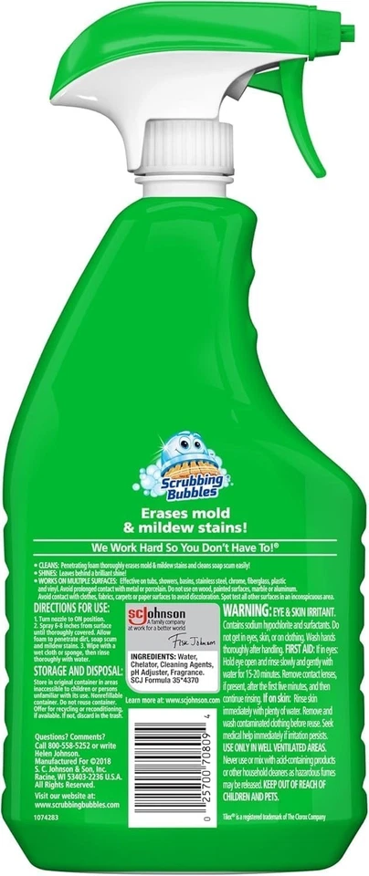 Limpador de banheiro esfregar bolhas espuma alvejante, spray 32 onças (pacote com 2) - Imagem 3 de 4