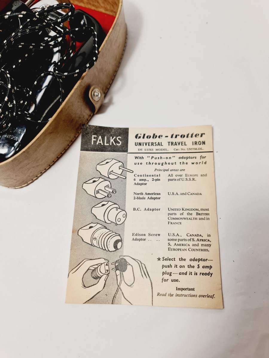 Vintage 1950's Falks Globe Trotter Universal Travel Iron De Luxe U95706.DL | UK