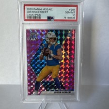 2020 Panini Mosaic - Justin Herbert - Camo Pink - PSA 10 - Rookie Card . rookie card picture