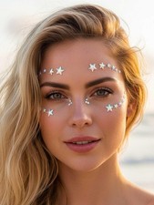 Crystal Face Stickers Star Mermaid Gems Sparkly Temporary Rhinestone Sticker ...