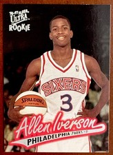 1996-97 Fleer Ultra Allen Iverson #82 Rookie Card RC 76ers NRMT-MT *$1 CombShip. rookie card picture