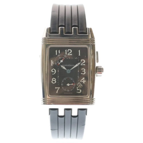 Jaeger-lecoultre Reverso Gran Paul Duo Manual Wind Rubber Belt Watch Silver Used