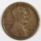 1912-S Lincoln Wheat Cent Semi-Key Date Rare Fine Free Shipping