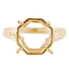 Semi Mount Hexagon 12MM Faceted Cut Ring Sterling Silver