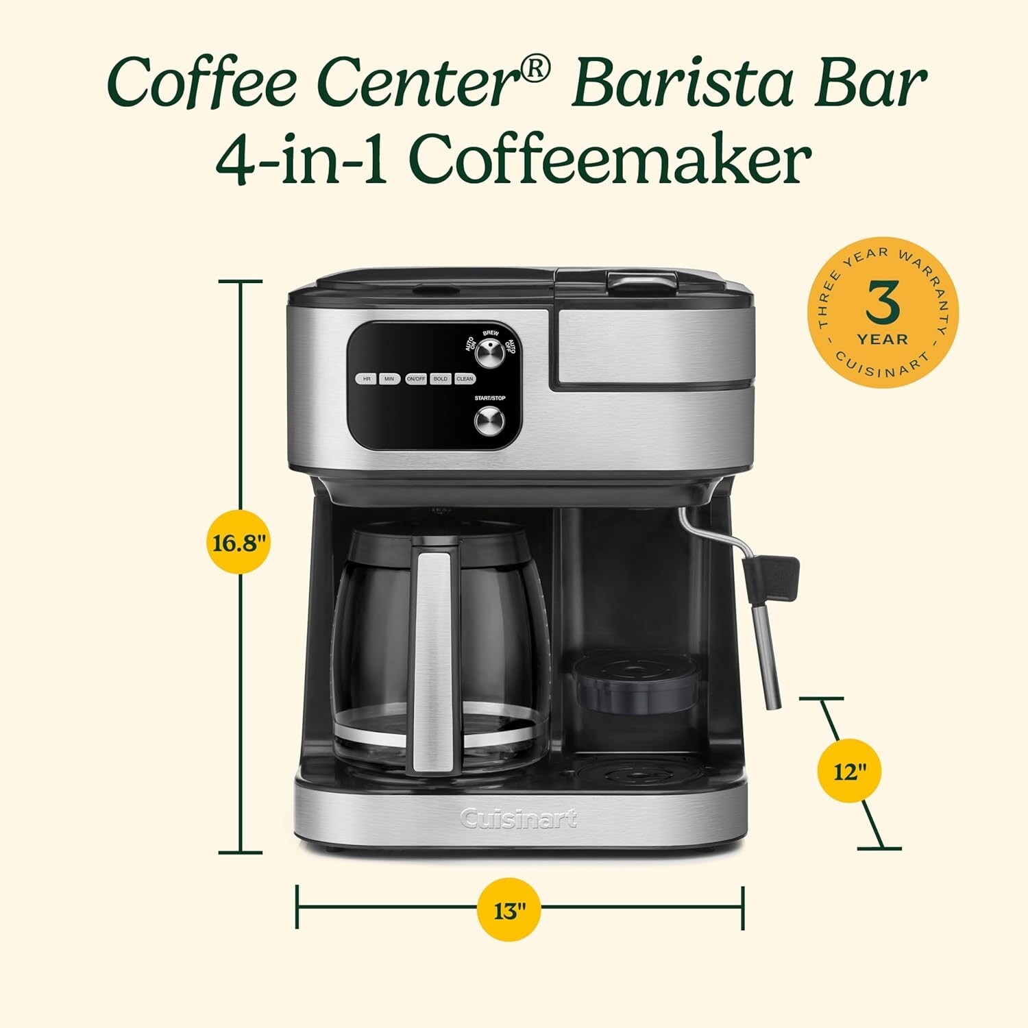 Cuisinart Coffee Center Barista Bar 4-in-1 Coffee Maker, Stainless Steel