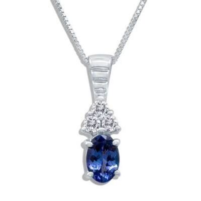 LeVian 14K Weißgold Tansanit H-I SI2 Diamant 0,65 cts Anhänger Halskette