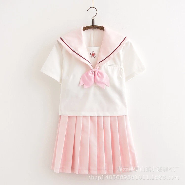 Japonés Rosa JK Marinero Uniforme Traje Escolar Conjunto Vestido Juegos con disfraces Disfraz Faldas Foto 3 de 4