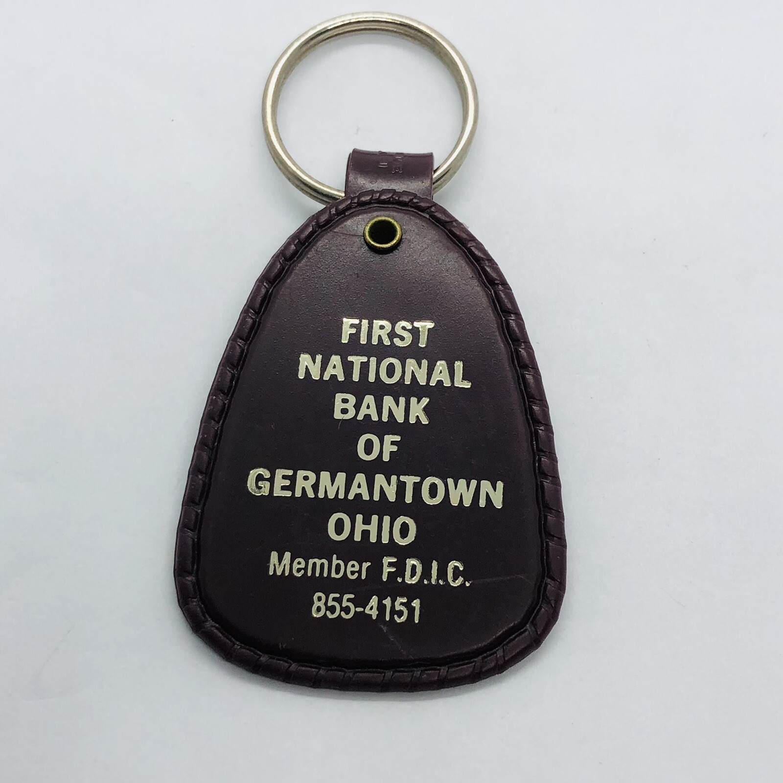 Vtg First National Bank of Germantown Ohio Plastic Advertising Keychain Fob