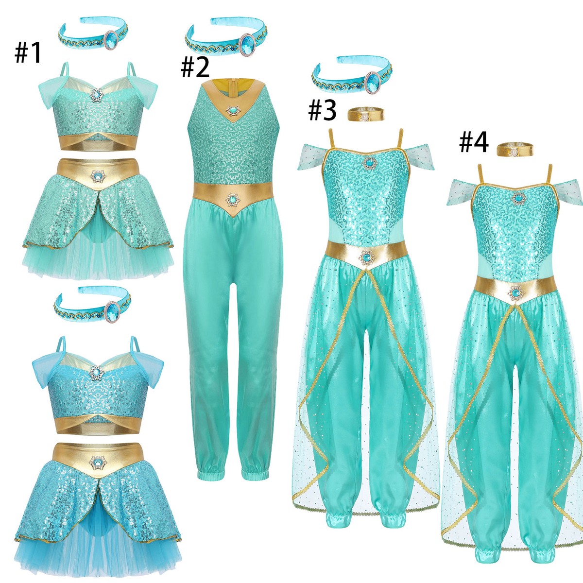 Girls Arabian Princess Cosplay Costume Sleeveless Sequins Long Jumpsuit Dress Up | eBay Girls Arabian Princess Cosplay Costume Sleeveless Sequins Long Jumpsuit Dress Up | eBay