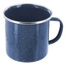 HIGHLANDER DELUXE ENAMEL DRINKING MUG DURABLE METAL ARMY HYDRATION CUP NAVY BLUE