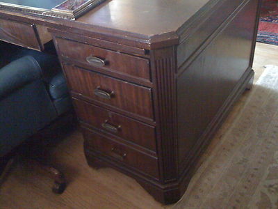 Wood Desk Executive DREXEL HERITAGE Tiger Stripe Federal Regency
