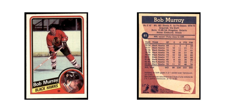 1984 O-Pee-Chee Bob Murray Chicago Blackhawks #41 - Image 3 of 3