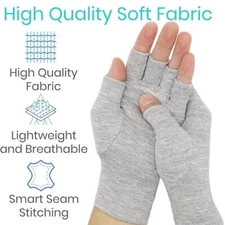 1Pair Bamboo Fiber Compression Gloves Fingerless Thumb Wrist Brace Support