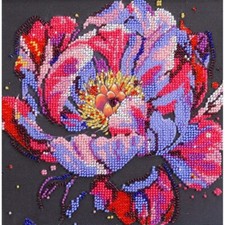Bead Embroidery Kit Peony Flowers Beaded stitching Beadwork DIY Abris Art