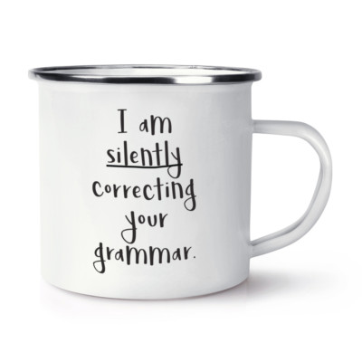 Tasse émail Humour "I Never Run With Scissors" - Design Rétro - Neuf
