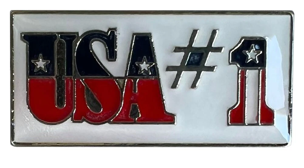 Pack of 24 USA #1 White Rectangle Motorcycle Hat Cap Lapel Pin