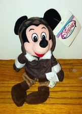 Vintage Disney Store Pilot Mickey Mouse Mini Bean Bag Beanie Plush Doll NWT