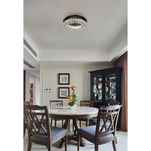 Elegant Lighting Monroe 18" Metal and Crystal LED Single Flush Mount in Black - Picture 2 of 8