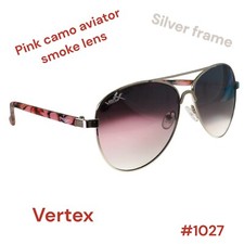 Aviator Style Hot Pink Camouflage Sun Glasses 1027 Smoke Lens