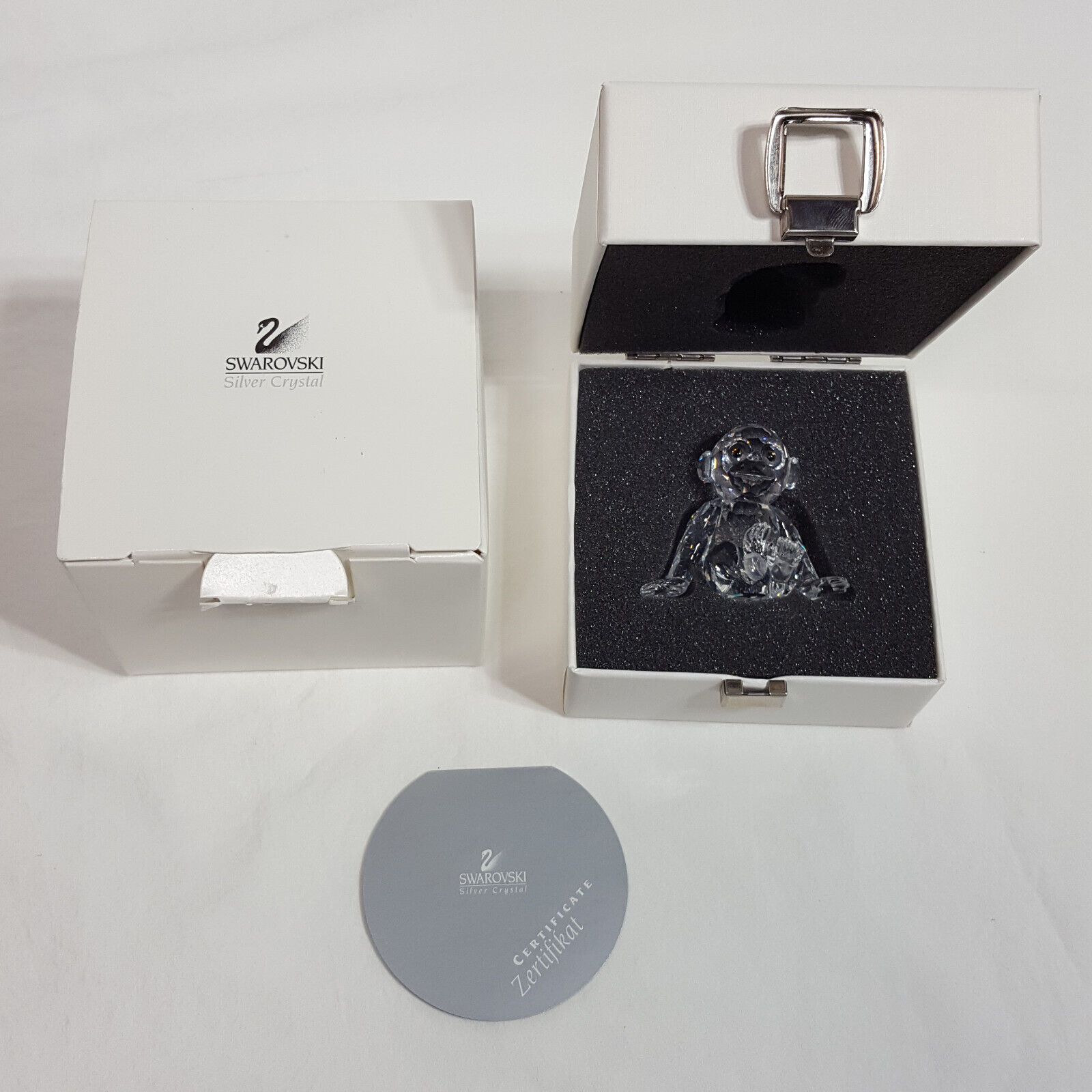 Swarovski Silver Crystal Chimpanzee Figurine with Box and Certificate 7618