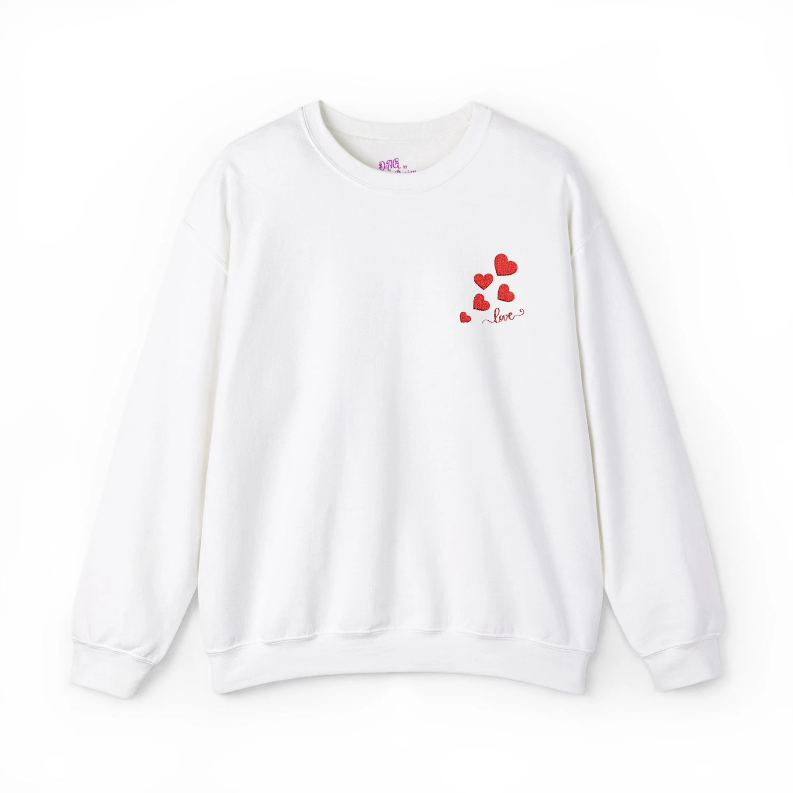 Embroidered Hearts & Love Sweatshirt, Valentine's Day Gift