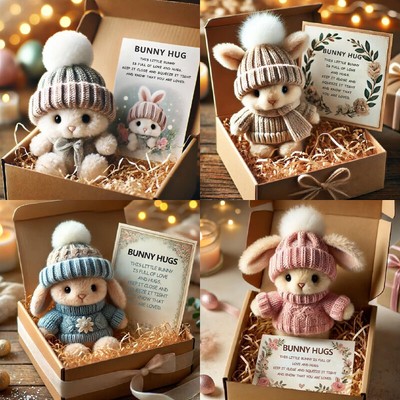 Mini Bunny Hug Easter Gift Bunny Plush Pocket Hug Rabbit with Positive Cards