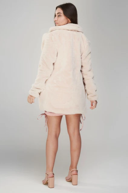 Hey Ruby Red/Cream Faux Fur Coat - Image 3 of 4