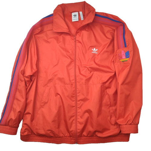 Adidas Original Men 2XL XXL Red 3D Trefoil Woven Track Jacket Windbreaker GE6248