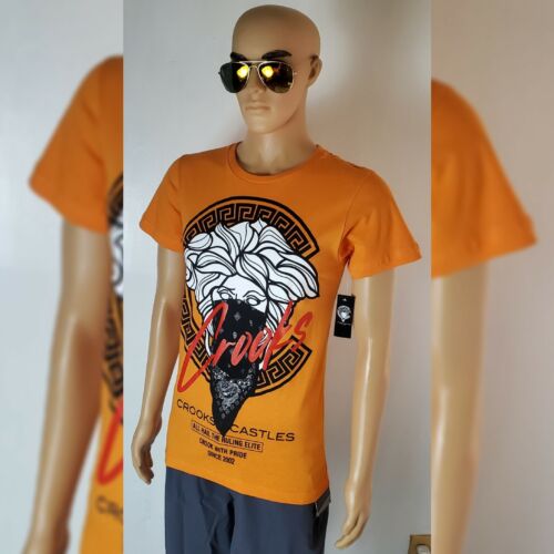 CROOKS CASTLES MEDUSA CIRCLE LARGE LOGO TEE MEN'S SHORT SLEEVE SIZE M ORANGE - Picture 3 of 12
