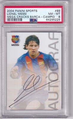 2004 Panini Sports No. 89 Lionel Messi Rookie Mega Cracks Barca Campio PSA 8