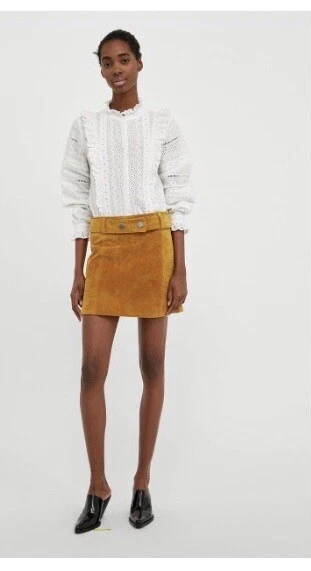 Mustard suede top mini skirt