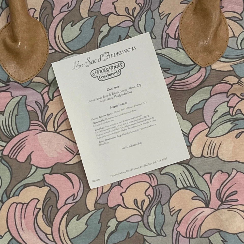 Nuevo - De colección - Bolso de Mano Anais Anais Cacharel Fin de Semana Floral Lona Imitación Cuero Foto 3 de 4