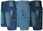 Mens Cargo Combat Denim Shorts 100% Cotton Knee Length Pants 7 Pockets 32"-46"