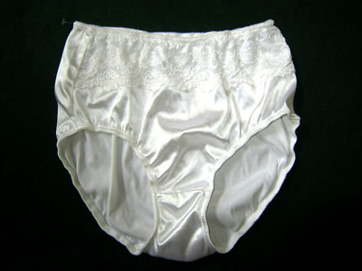 NEW Vintage Breezies FLORAL LACE SECOND SKIN SATIN HI LEG BRIEF SILKY PANTY 8 XL