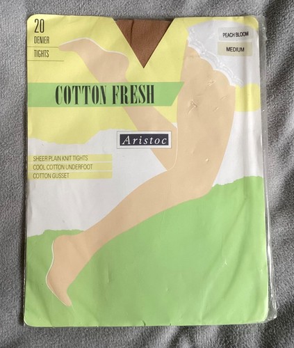 Aristoc Cotton Fresh 20 Denier Smooth Knit Tights "Peach Bloom" Size Medium BNIP - Picture 2 of 7