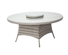 Rattan Direct Large Round Grey Garden Dining Table with Lazy Susan RRP £549