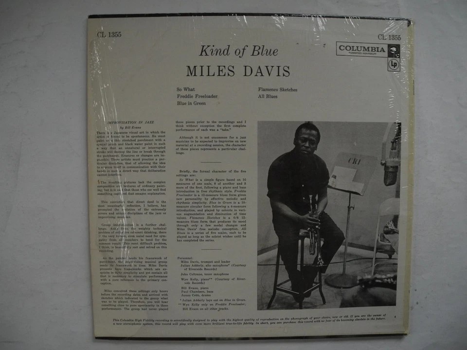 MILES DAVIS Kind Of Blue LP US 60's 2-eye EX/EX-  shrink - Image 2 of 3