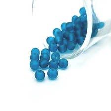 6mm Dark Aqua Blue Frosted Glass Beads - US Seller