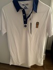 Pins & Aces Men’s S White/Blue Short Sleeve Collared Bud Light Golf Polo Button — photo 1